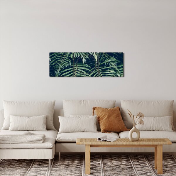 Obraz listů kapradin (s hodinami) (90x30 cm)