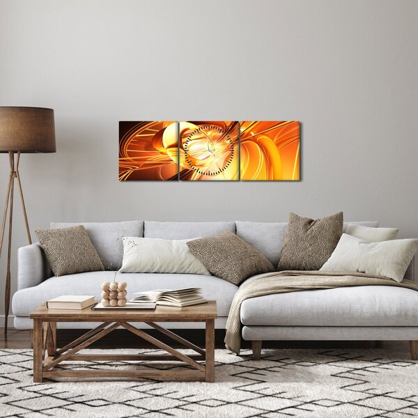 Obraz abstrakce (s hodinami) (90x30 cm)