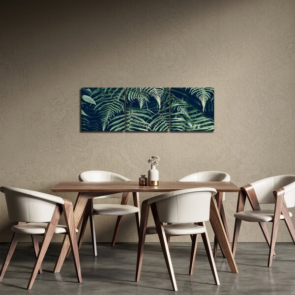 Obraz listů kapradin (s hodinami) (90x30 cm)