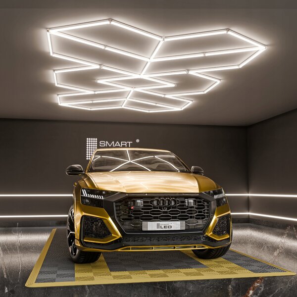 LED HEXAGON osvětlení do garáže 588 W, 482 × 279 cm, neutrální bílá, IP54