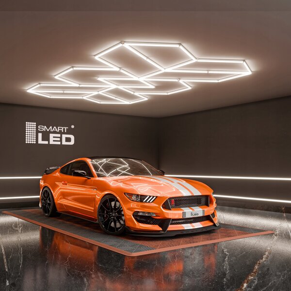 LED HEXAGON osvětlení do garáže 588 W, 482 × 279 cm, neutrální bílá, IP54