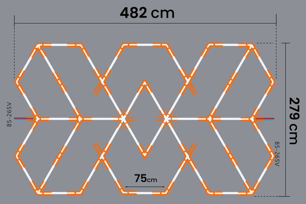 LED HEXAGON osvětlení do garáže 588 W, 482 × 279 cm, neutrální bílá, IP54