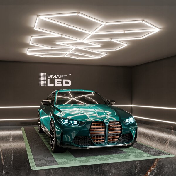 LED HEXAGON osvětlení do garáže 588 W, 482 × 279 cm, neutrální bílá, IP54