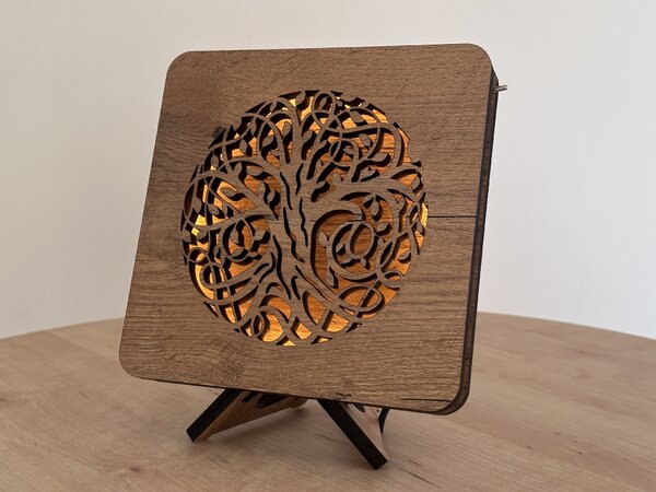 "Strom života" lampa 19x19cm provedení povrchu: dub světlý