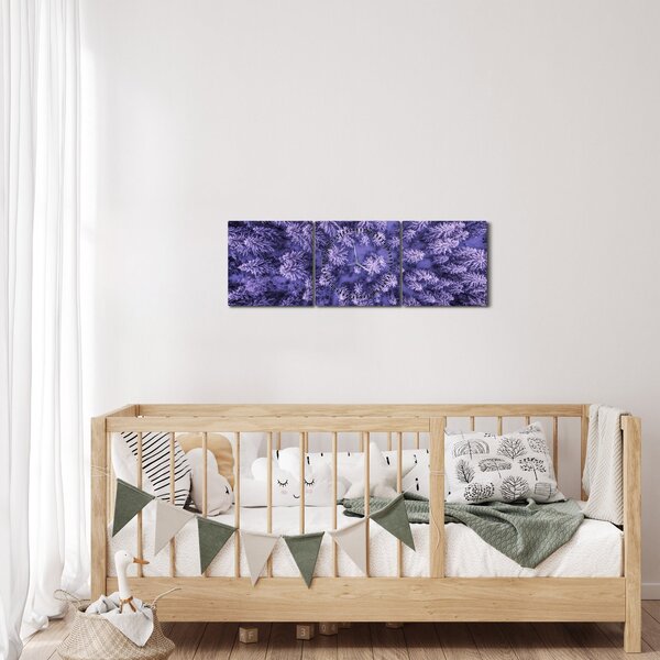 Obraz zasněžených stromů (s hodinami) (90x30 cm)