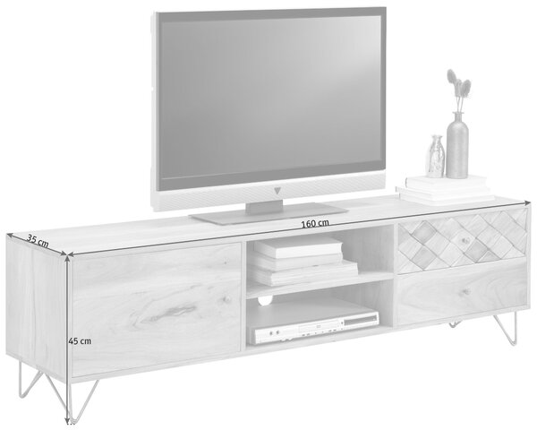 NÍZKÁ KOMODA, akácie, přírodní barvy, 160/45/35 cm Ambia Home - TV stolky & komody pod TV