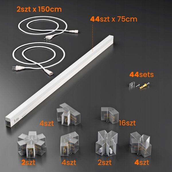 LED HEXAGON osvětlení do garáže 616 W, 482 × 279 cm, neutrální bílá, IP54