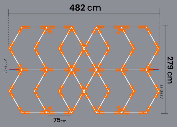 LED HEXAGON osvětlení do garáže 616 W, 482 × 279 cm, neutrální bílá, IP54