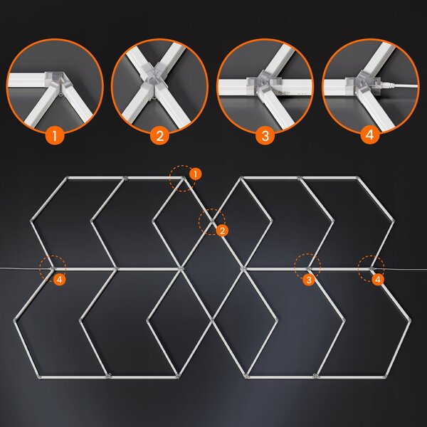 LED HEXAGON osvětlení do garáže 616 W, 482 × 279 cm, neutrální bílá, IP54