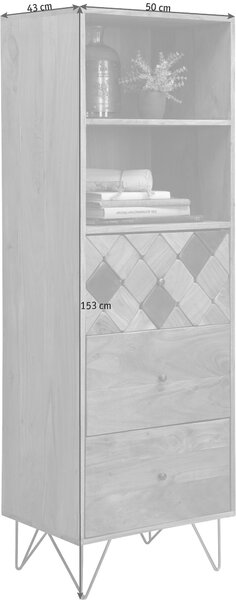 KOMODA, akácie, barvy akácie, bronzová, 50/153/43 cm Ambia Home - Široké komody