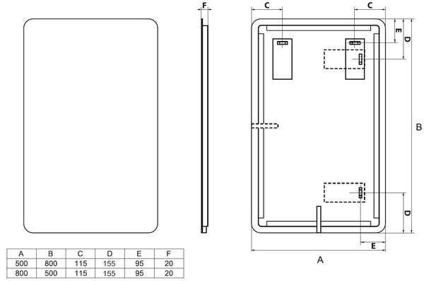 Comad Závěsné zrcadlo s LED osvětlením Natura LED 60x80 cm s pohybovým senzorem