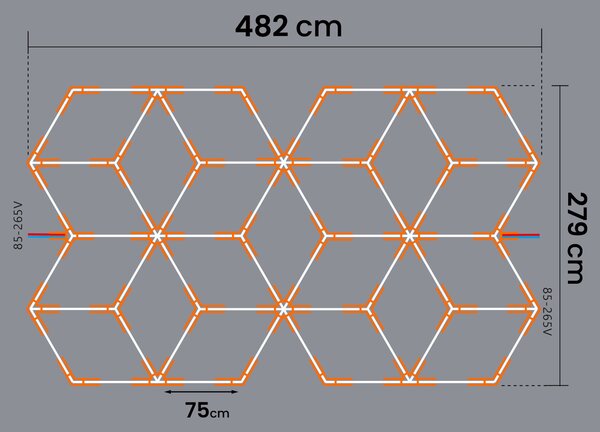 LED HEXAGON osvětlení do garáže 728 W, 482 × 279 cm, neutrální bílá, IP54