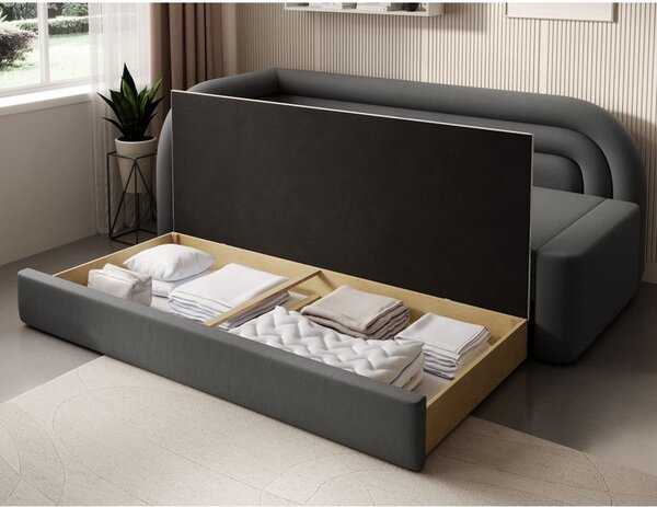 Taupe sametová rozkládací/s úložným prostorem pohovka levý roh 223 cm Fabillo – ELTAP