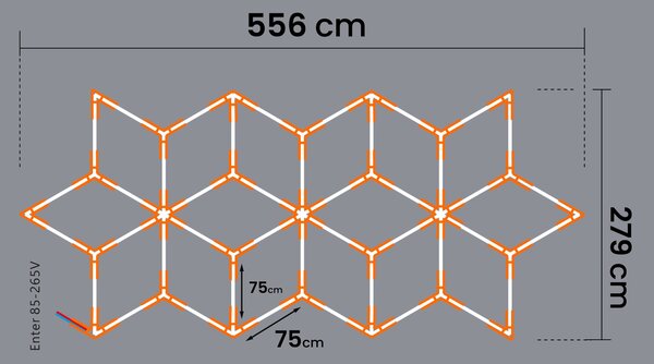 LED HEXAGON osvětlení do garáže 588 W, 556 × 243 cm, neutrální bílá, IP54