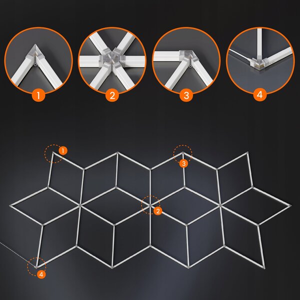 LED HEXAGON osvětlení do garáže 588 W, 556 × 243 cm, neutrální bílá, IP54