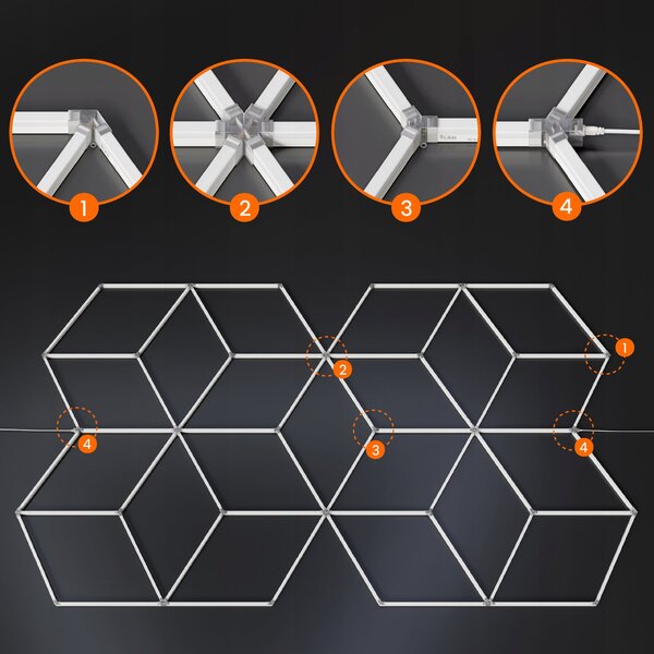 LED HEXAGON osvětlení do garáže 728 W, 482 × 279 cm, neutrální bílá, IP54