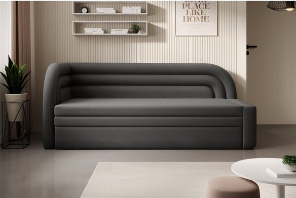 Taupe sametová rozkládací/s úložným prostorem pohovka levý roh 223 cm Fabillo – ELTAP