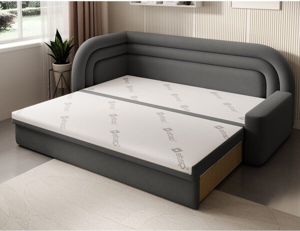 Taupe sametová rozkládací/s úložným prostorem pohovka levý roh 223 cm Fabillo – ELTAP