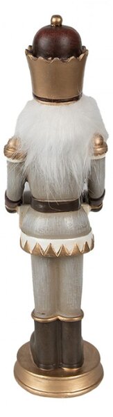 Vánoční dekorace zlato-šedý Louskáček s adventním kalendářem v náručí – 22 cm