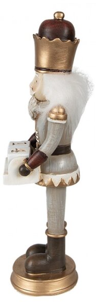 Vánoční dekorace zlato-šedý Louskáček s adventním kalendářem v náručí – 22 cm