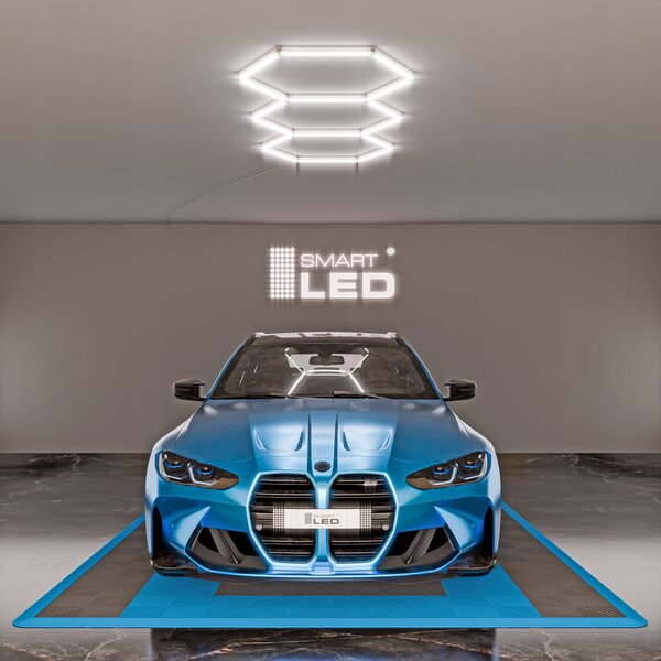 LED HEXAGON osvětlení do garáže 128 W, 248 × 97 cm, studená bílá, IP54