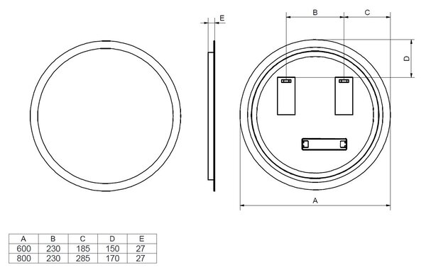 Comad Závěsné zrcadlo s LED osvětlením Venus ⌀60 cm