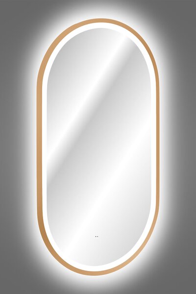 Comad Závěsné zrcadlo s LED osvětlením Apollo 2 50x90 cm s pohybovým senzorem, zlatá