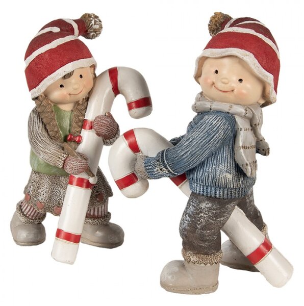 Vánoční dekorace figurka chlapeček v červené čepici s velkým lízátkem Candy Cane – 18 cm