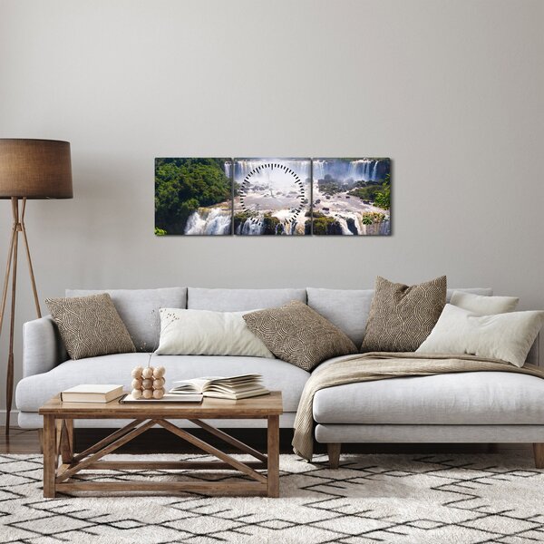 Obraz Iguassu vodopádů (s hodinami) (90x30 cm)