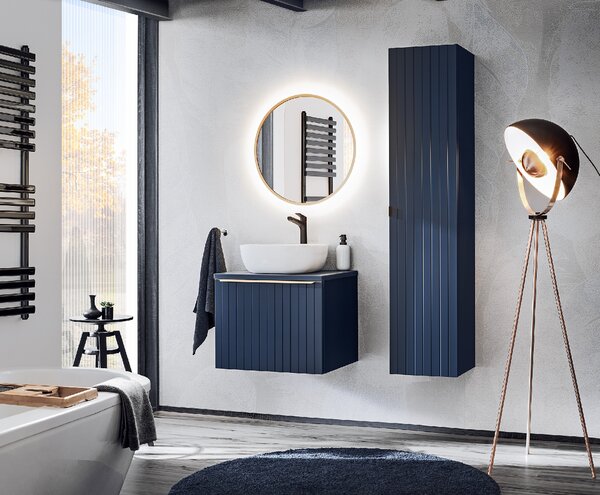 Comad Závěsné zrcadlo s LED osvětlením Hestia ⌀80 cm, zlatá
