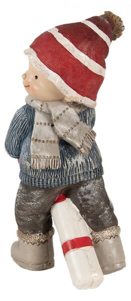Vánoční dekorace figurka chlapeček v červené čepici s velkým lízátkem Candy Cane – 18 cm