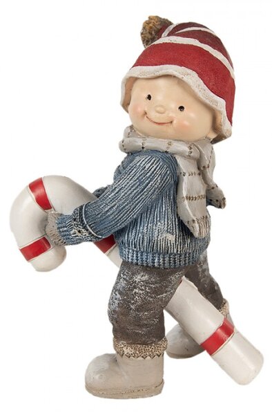 Vánoční dekorace figurka chlapeček v červené čepici s velkým lízátkem Candy Cane – 18 cm