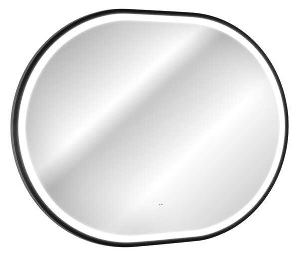 Comad Závěsné zrcadlo s LED osvětlením Apollo 2 Black 90x70 cm s pohybovým senzorem, černá