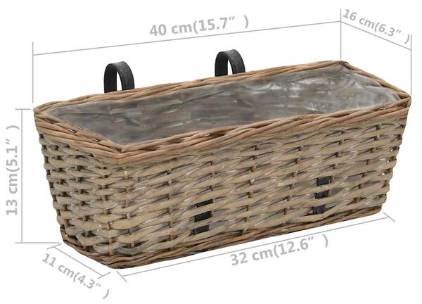 Květináč na balkon 2 ks proutěný s PE výstelkou 40 cm 246828