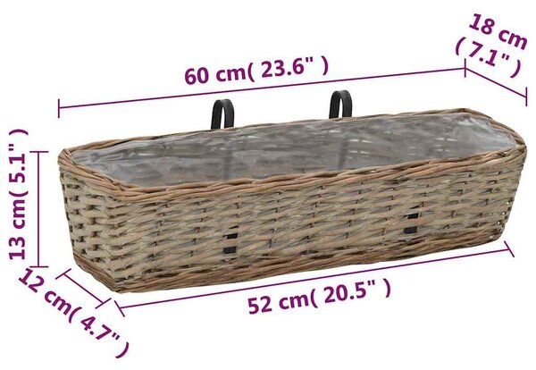 Květináč na balkon 2 ks proutěný s PE výstelkou 60 cm 246829