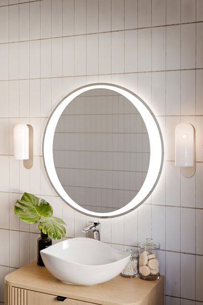 Comad Závěsné zrcadlo s LED osvětlením Aurelia ⌀80 cm