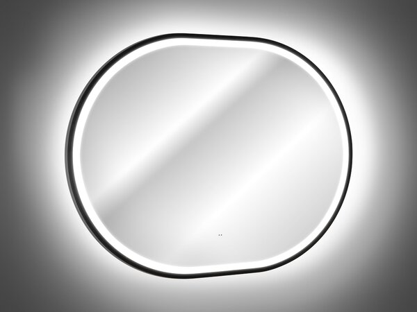 Comad Závěsné zrcadlo s LED osvětlením Apollo 2 Black 90x70 cm s pohybovým senzorem, černá