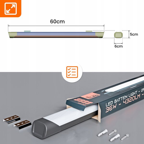 Stropní LED svítidlo 36 W, 4320 lm, 60 cm, IP20