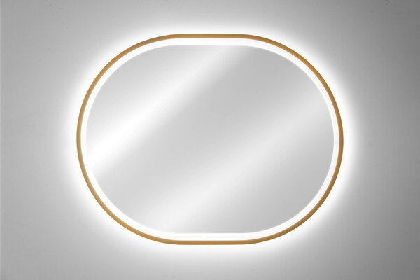 Comad Závěsné zrcadlo s LED osvětlením Apollo 2 90x70 cm s pohybovým senzorem, zlatá