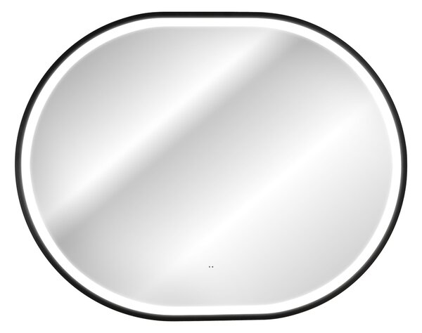 Comad Závěsné zrcadlo s LED osvětlením Apollo 2 Black 90x70 cm s pohybovým senzorem, černá