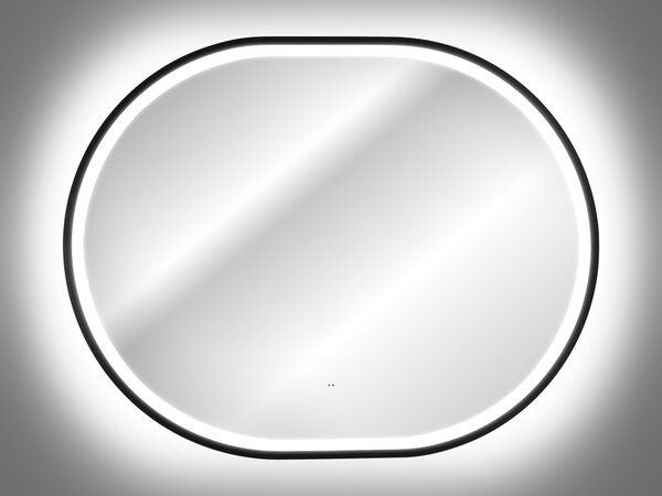 Comad Závěsné zrcadlo s LED osvětlením Apollo 2 Black 90x70 cm s pohybovým senzorem, černá