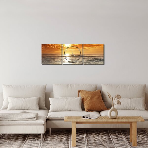 Obraz západ slunce na Korsice (s hodinami) (90x30 cm)