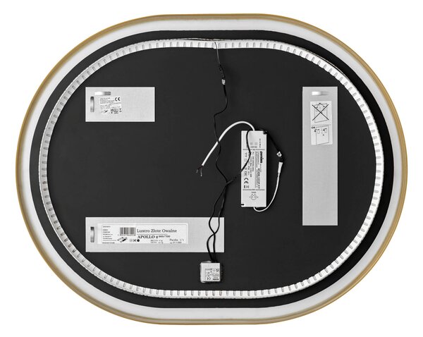 Comad Závěsné zrcadlo s LED osvětlením Apollo 2 90x70 cm s pohybovým senzorem, zlatá