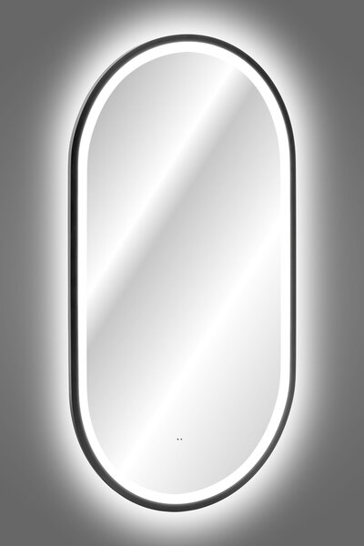 Comad Závěsné zrcadlo s LED osvětlením Apollo 2 Black 50x90 cm s pohybovým senzorem, černá