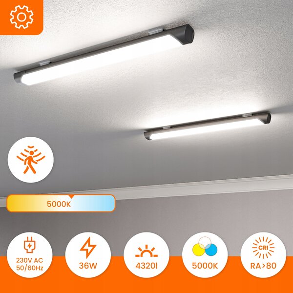 Stropní LED svítidlo s mikrovlnným čidlem 36 W, 4320 lm, 60 cm, 5000 K, IP20
