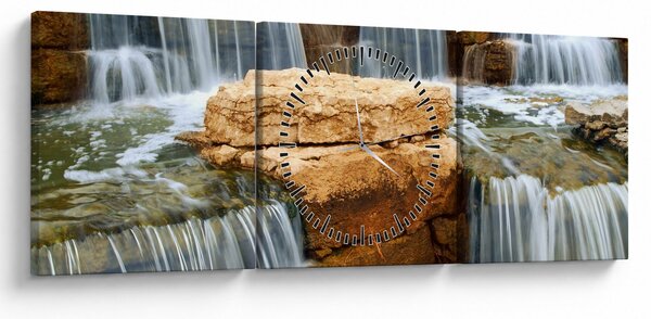 Obraz vodopádu (s hodinami) (90x30 cm)