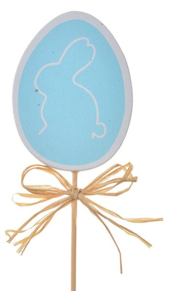 Velikonoční zápich do květiny modré vajíčko s obrysem zajíčka – 30 cm