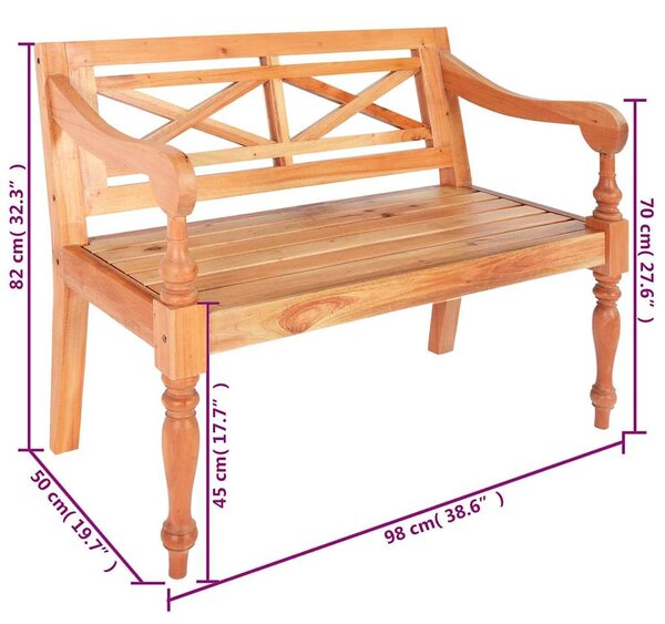 Lavice Batavia 98 cm masivní mahagon světle hnědá 246967