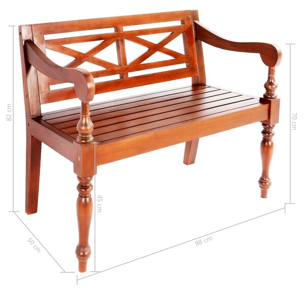 Lavice Batavia 98 cm masivní mahagon tmavě hnědá 246968