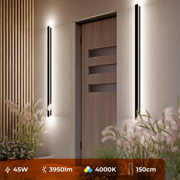 LED fasádní svítidlo 45 W, 150 cm, IP65, 4950 lm, neutrální bílá